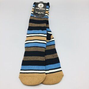 Volcom Vibes Striped Men's Crew Socks Size 9-12 Earth Tones